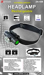 Zartek Dual LED Headlamp USB Chargable