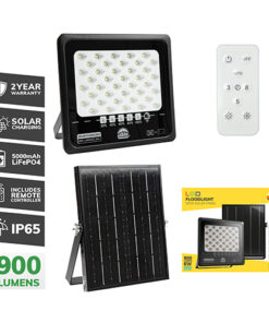 Solar Floodlight & Remote LED 900lm