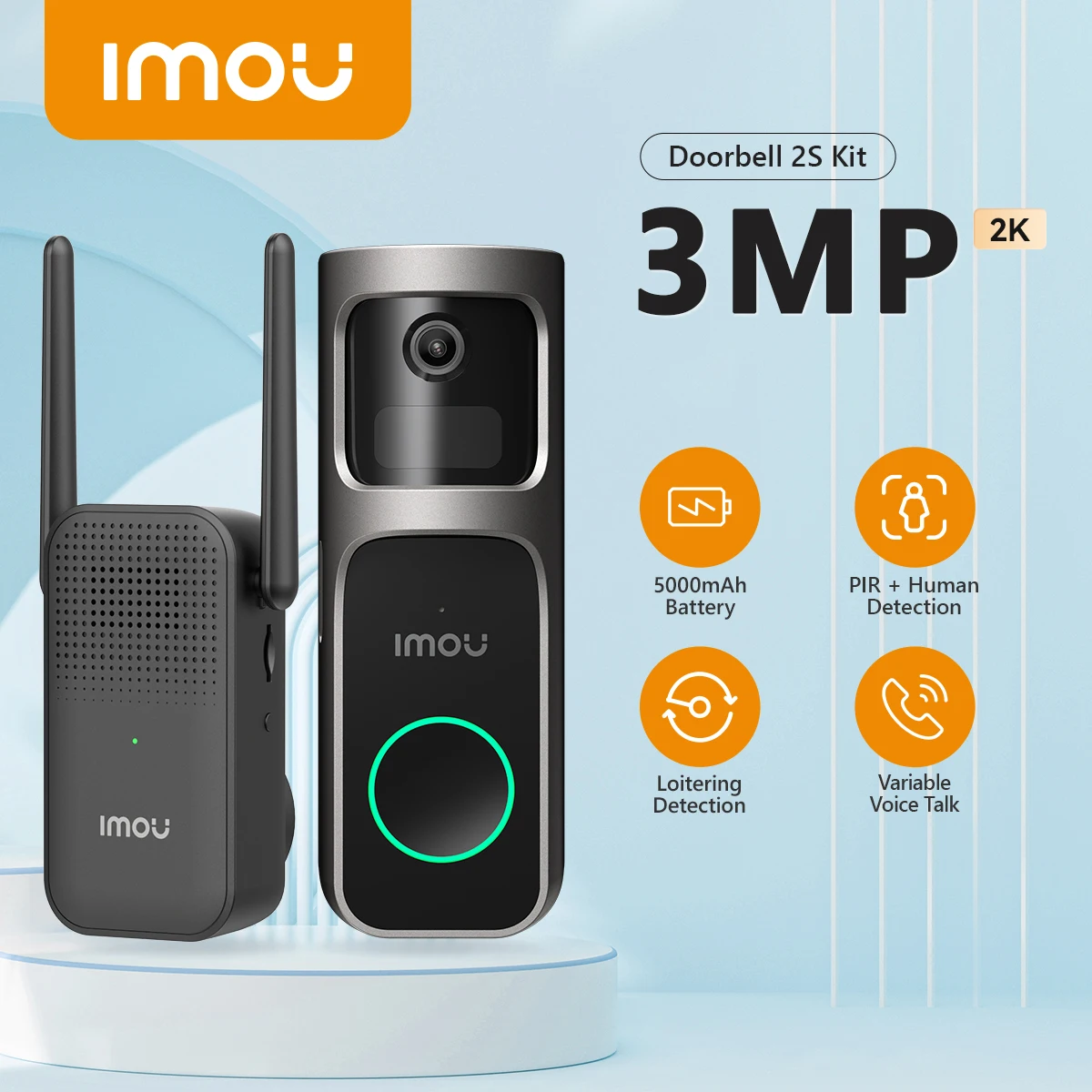 IMOU Doorbell 3 4MP AI Battery Panoramic View Camera Wi-Fi Kit
