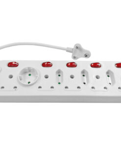 Multi Plug 5x16A 5x5A 0.5m Cord Switched White